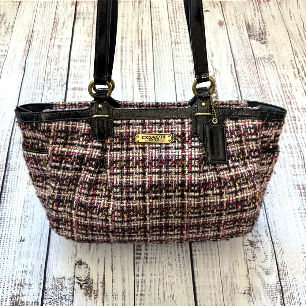 COACH Tweed Pink and Black Shoulder Bag
